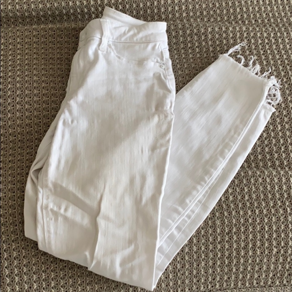 White Denim with Frayed Ankles